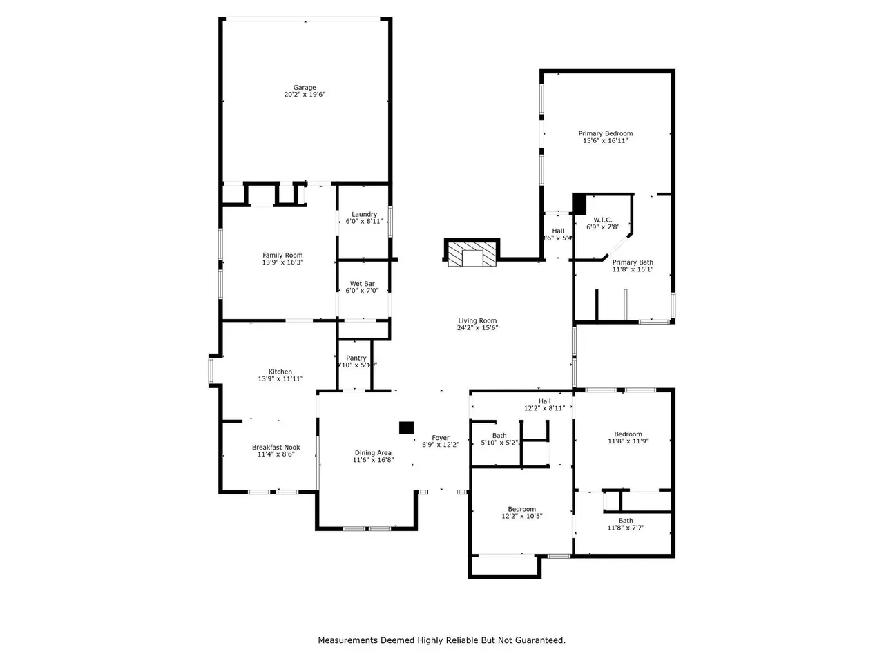 Black-and-white residential floor plan showing the room layout for the Grapevine renovation in Grapevine, Texas.